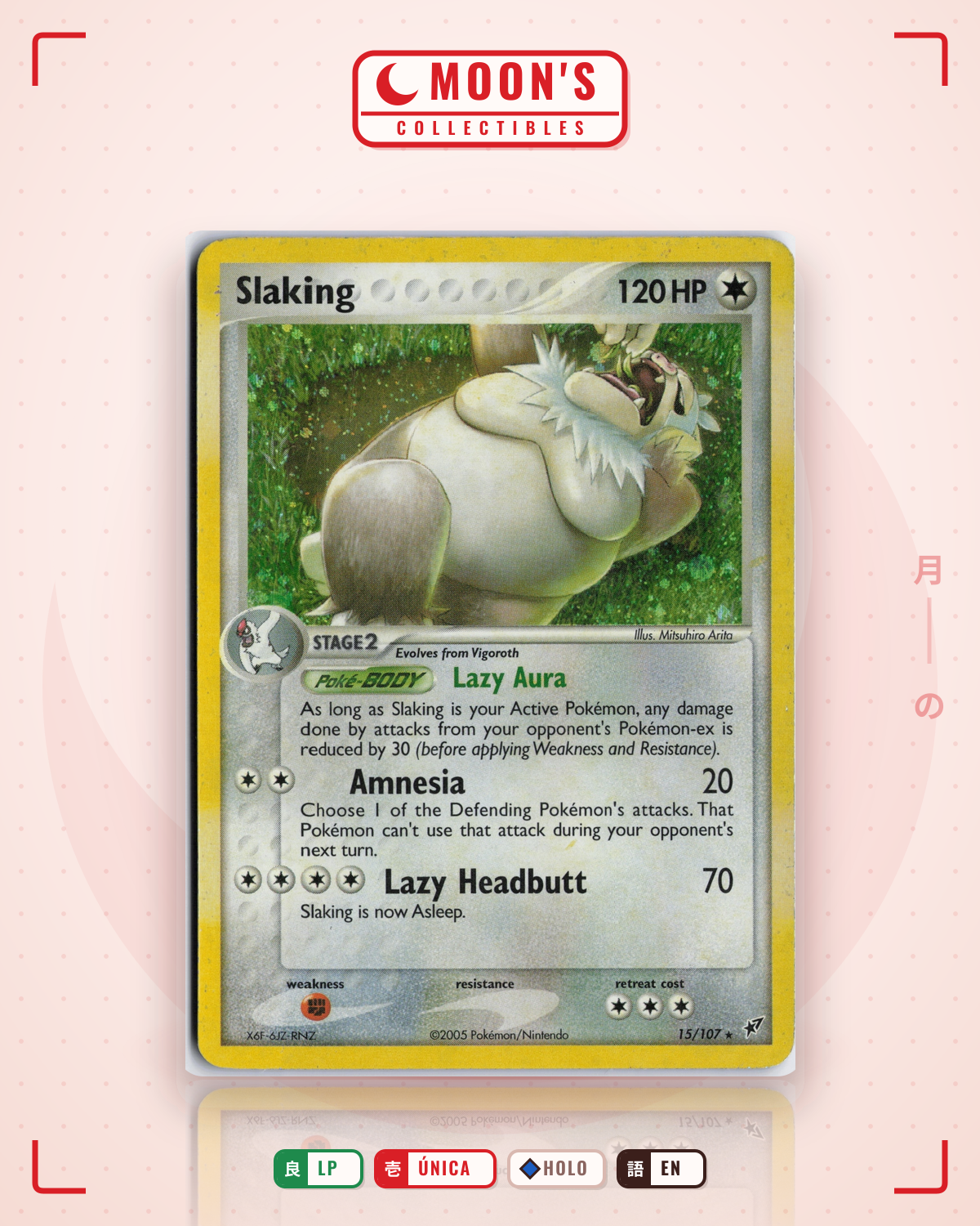 Carta Pokémon Slaking · Deoxys #15/107 (LP) — pieza única en Moon's Collectibles México