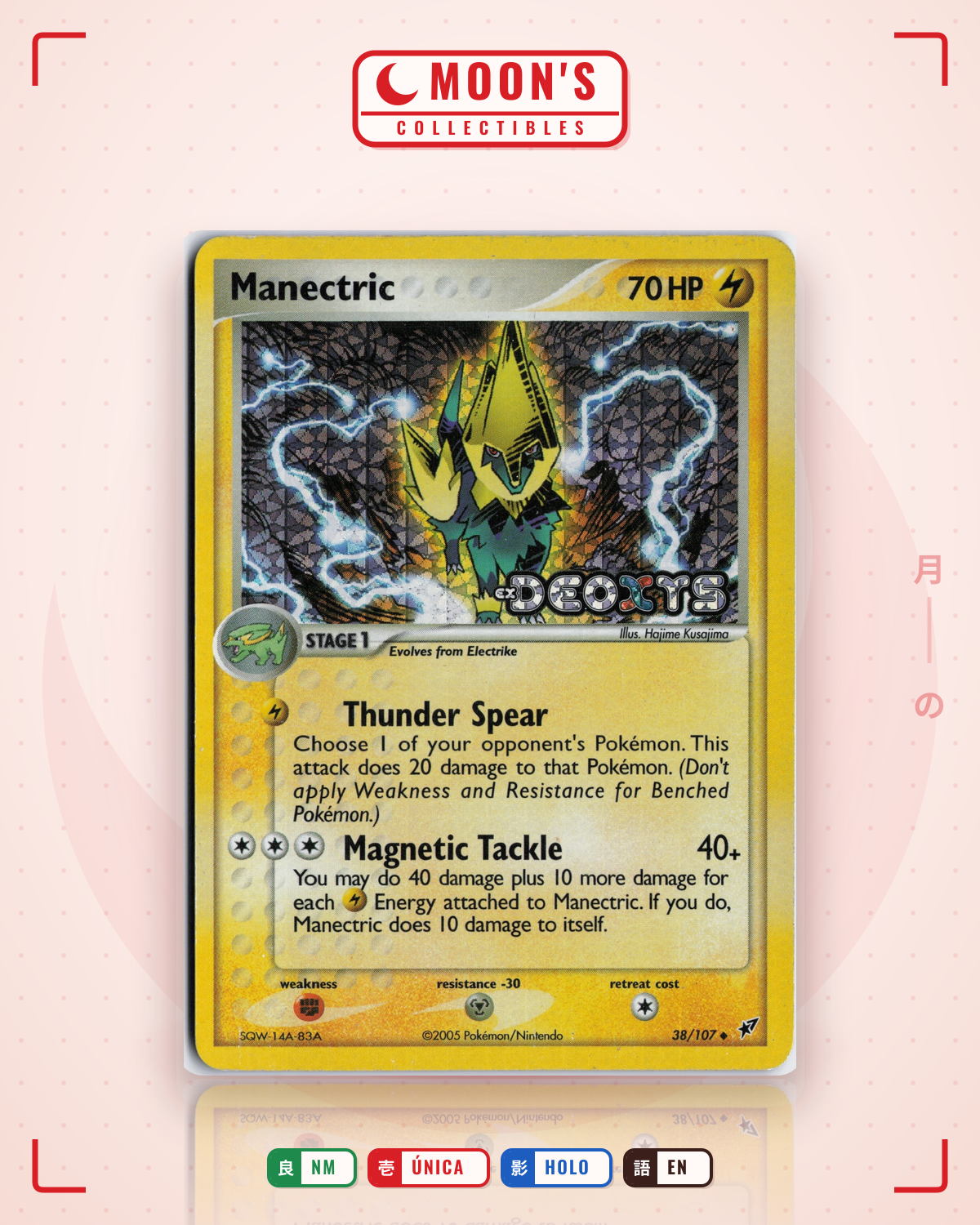 Carta Pokémon Manectric · Deoxys #38/107 (NM) — pieza única en Moon's Collectibles México