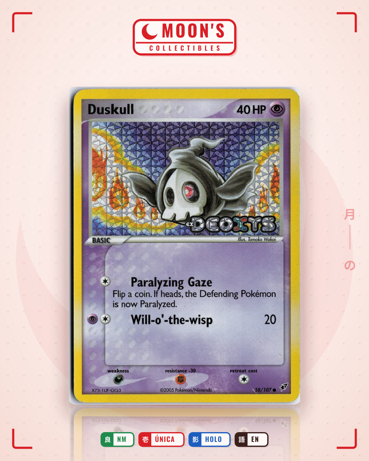 Carta Pokémon Duskull · Deoxys #58/107 (NM) — pieza única en Moon's Collectibles México