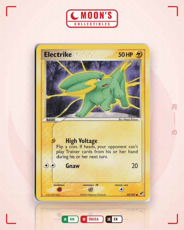 Carta Pokémon Electrike · Deoxys #59/107 (NM) — pieza única en Moon's Collectibles México