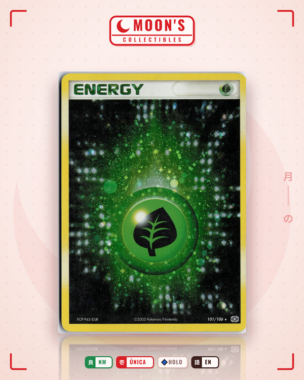 Carta Pokémon Grass Energy · Emerald #101/106 (NM) — pieza única en Moon's Collectibles México