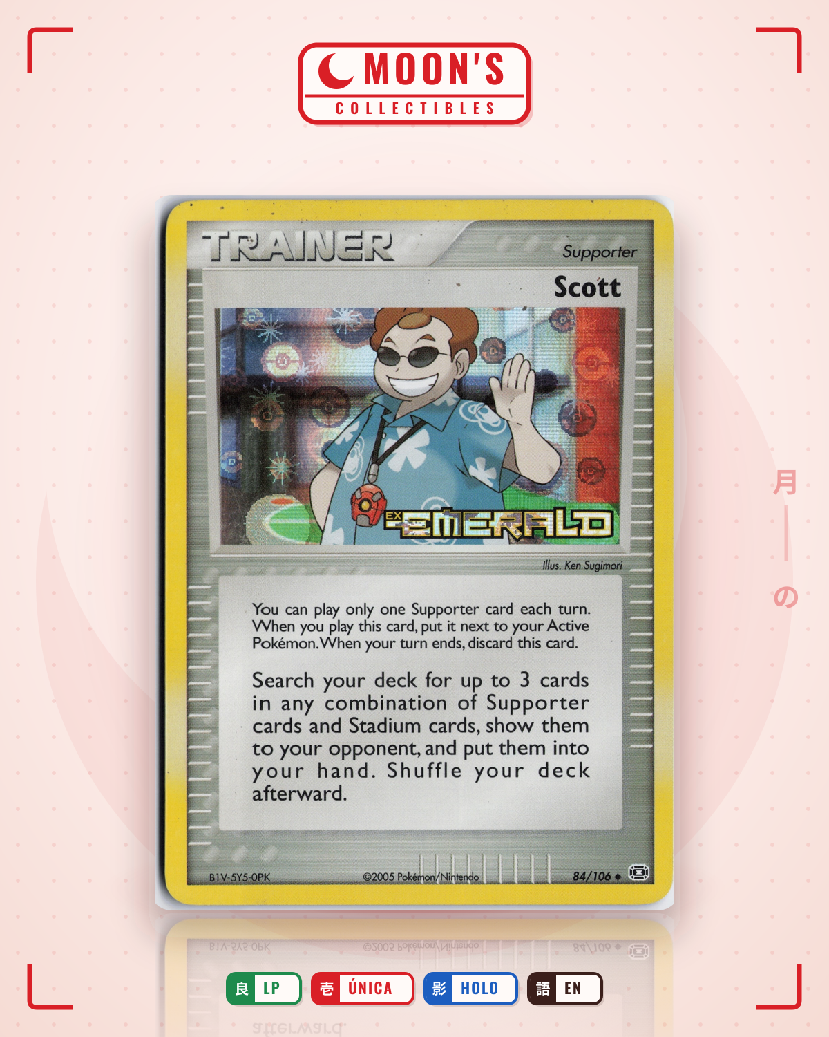 Carta Pokémon Scott · Emerald #84/106 (LP) — pieza única en Moon's Collectibles México