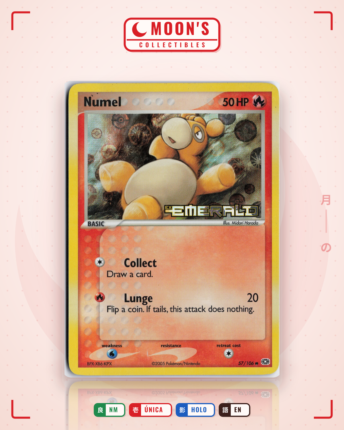 Carta Pokémon Numel · Emerald #57/106 (NM) — pieza única en Moon's Collectibles México