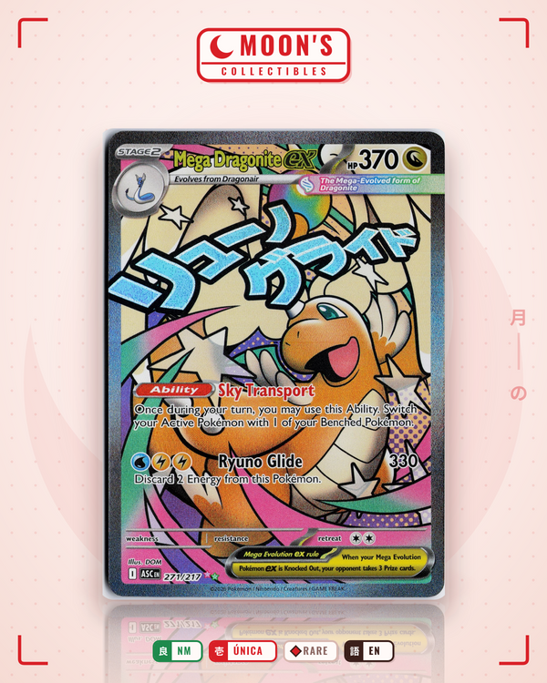Carta Pokémon Mega Dragonite ex · Ascended Heroes #271/217 (NM) — pieza única en Moon's Collectibles México