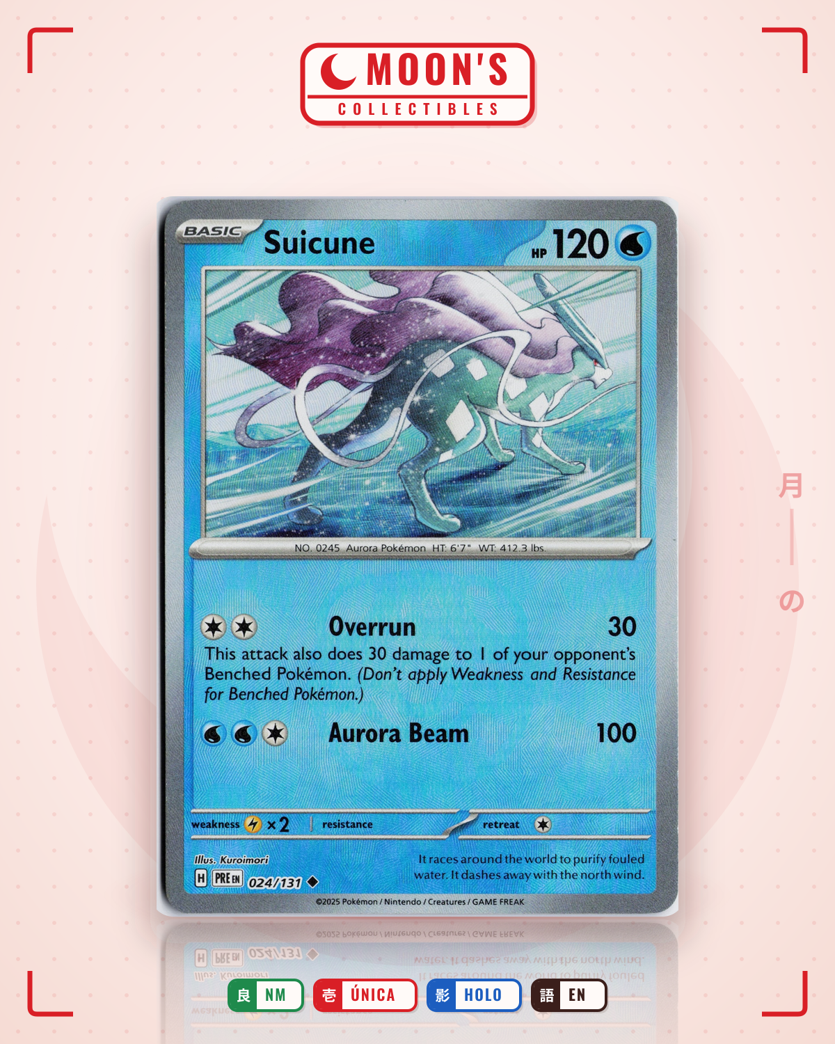 Carta Pokémon Suicune · Prismatic Evolutions #024/131 (NM) — pieza única en Moon's Collectibles México