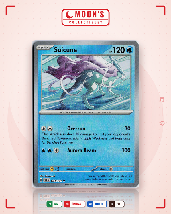 Carta Pokémon Suicune · Prismatic Evolutions #024/131 (NM) — pieza única en Moon's Collectibles México