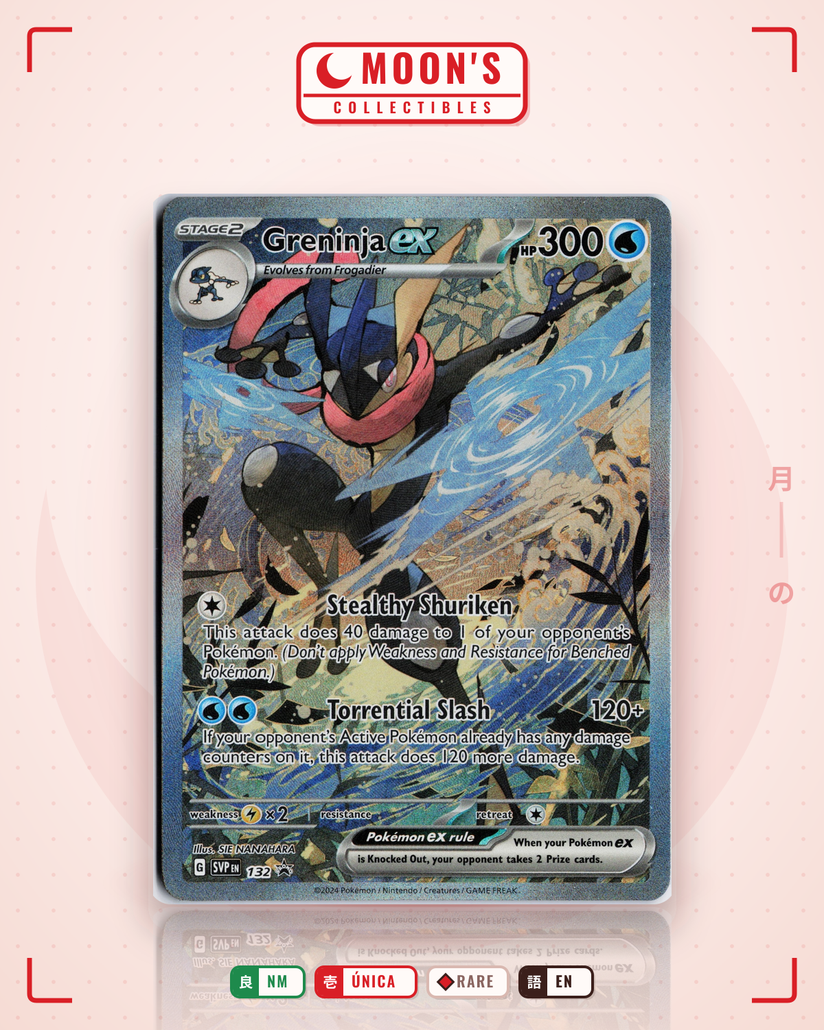 Carta Pokémon Greninja ex · Scarlet & Violet Black Star Promos #132 (NM) — pieza única en Moon's Collectibles México