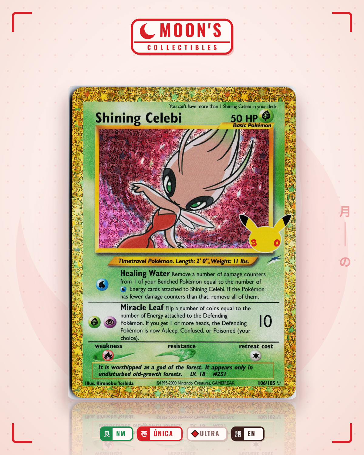 Carta Pokémon Shining Celebi · 30th Celebration: Classic Collection #106/105 (NM) — pieza única en Moon's Collectibles México