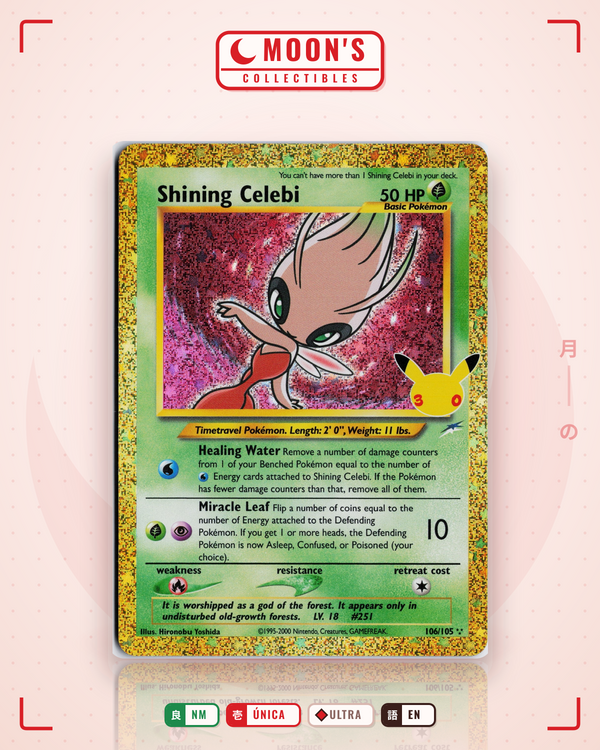 Carta Pokémon Shining Celebi · 30th Celebration: Classic Collection #106/105 (NM) — pieza única en Moon's Collectibles México