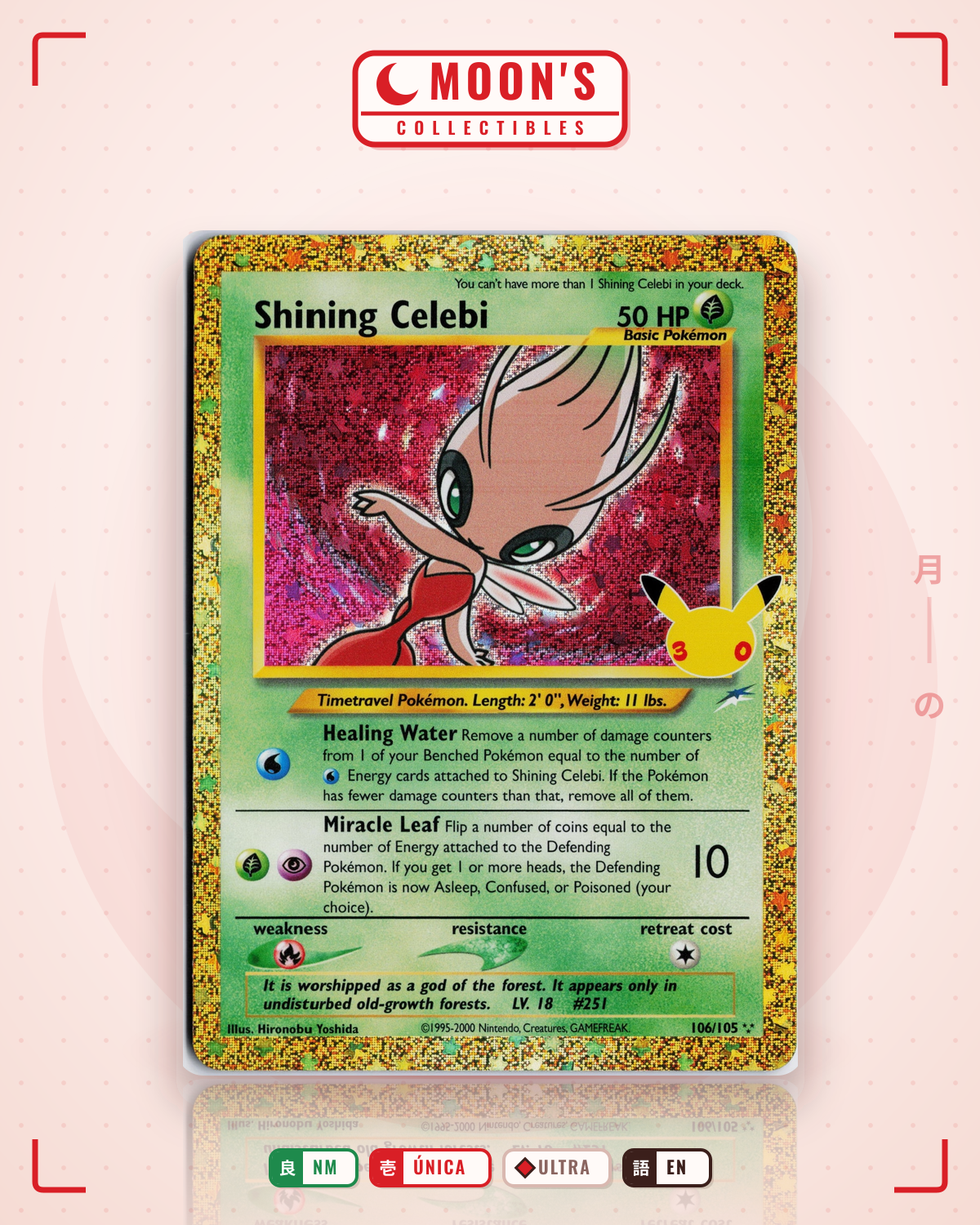 Carta Pokémon Shining Celebi · 30th Celebration: Classic Collection #106/105 (NM) — pieza única en Moon's Collectibles México