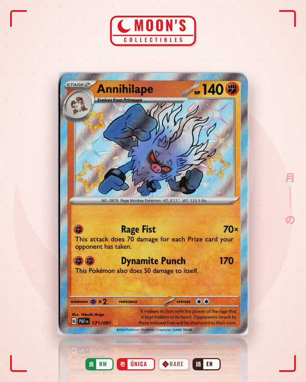 Carta Pokémon Annihilape · Paldean Fates #171/091 (NM) — pieza única en Moon's Collectibles México