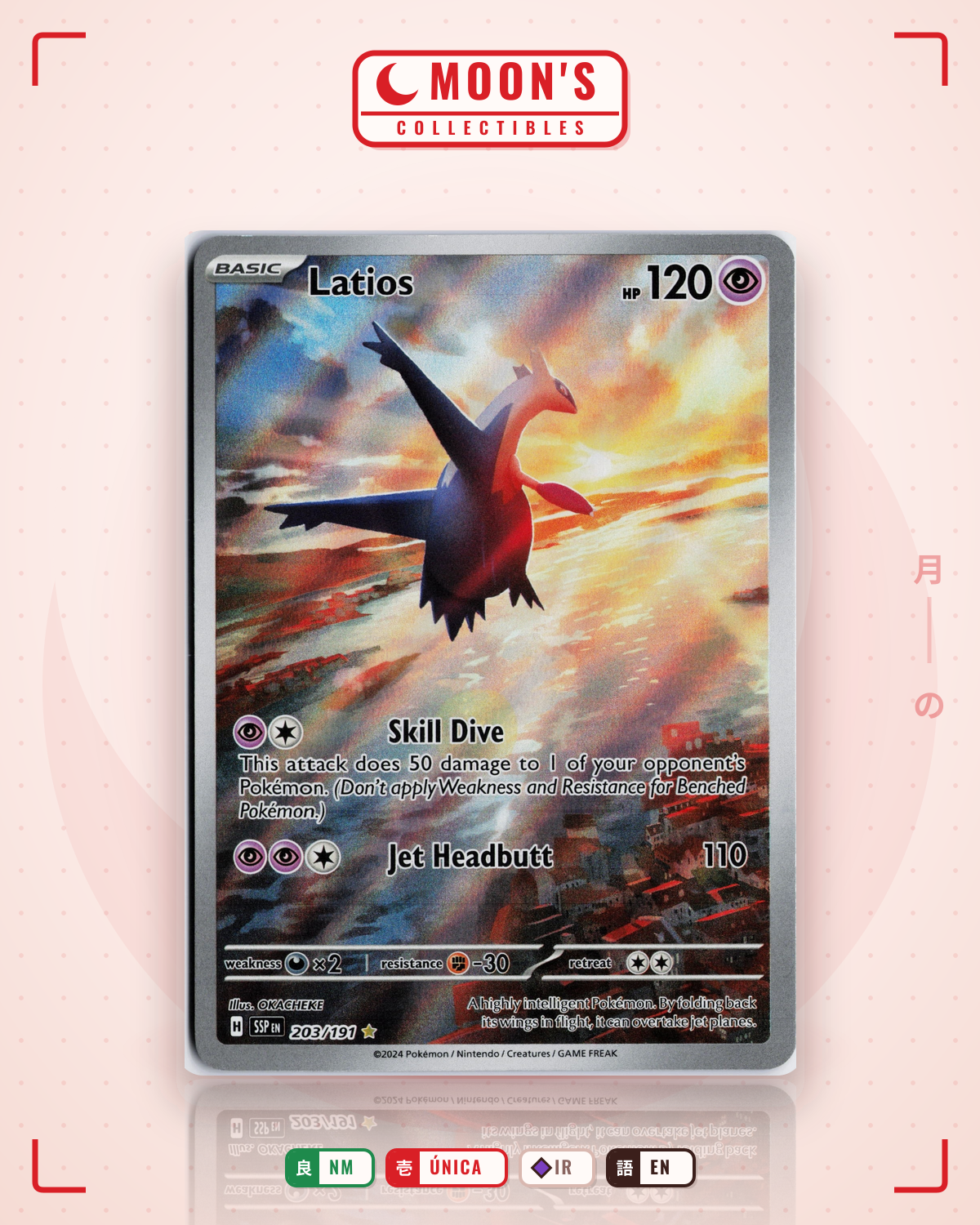 Carta Pokémon Latios · Surging Sparks #203/191 (NM) — pieza única en Moon's Collectibles México