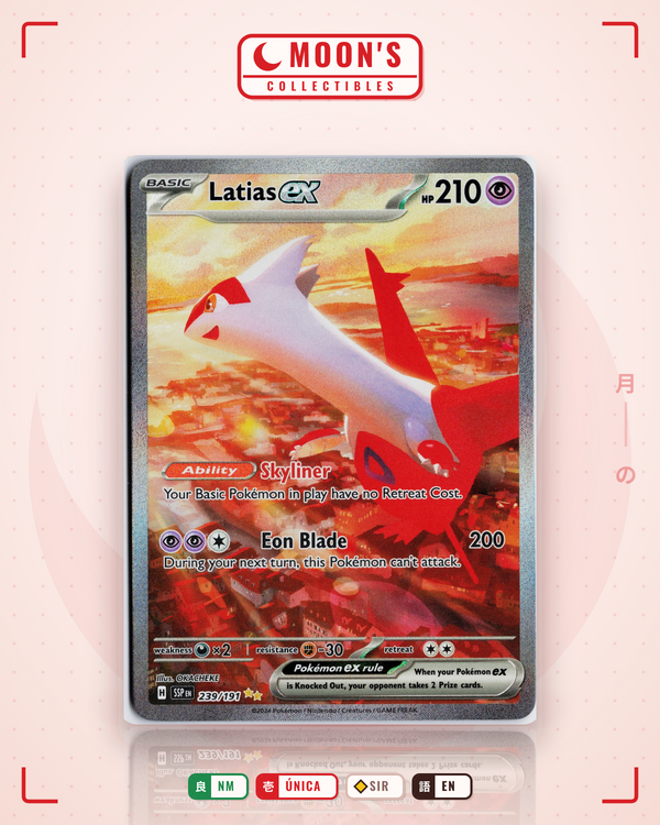Carta Pokémon Latias ex · Surging Sparks #239/191 (NM) — pieza única en Moon's Collectibles México
