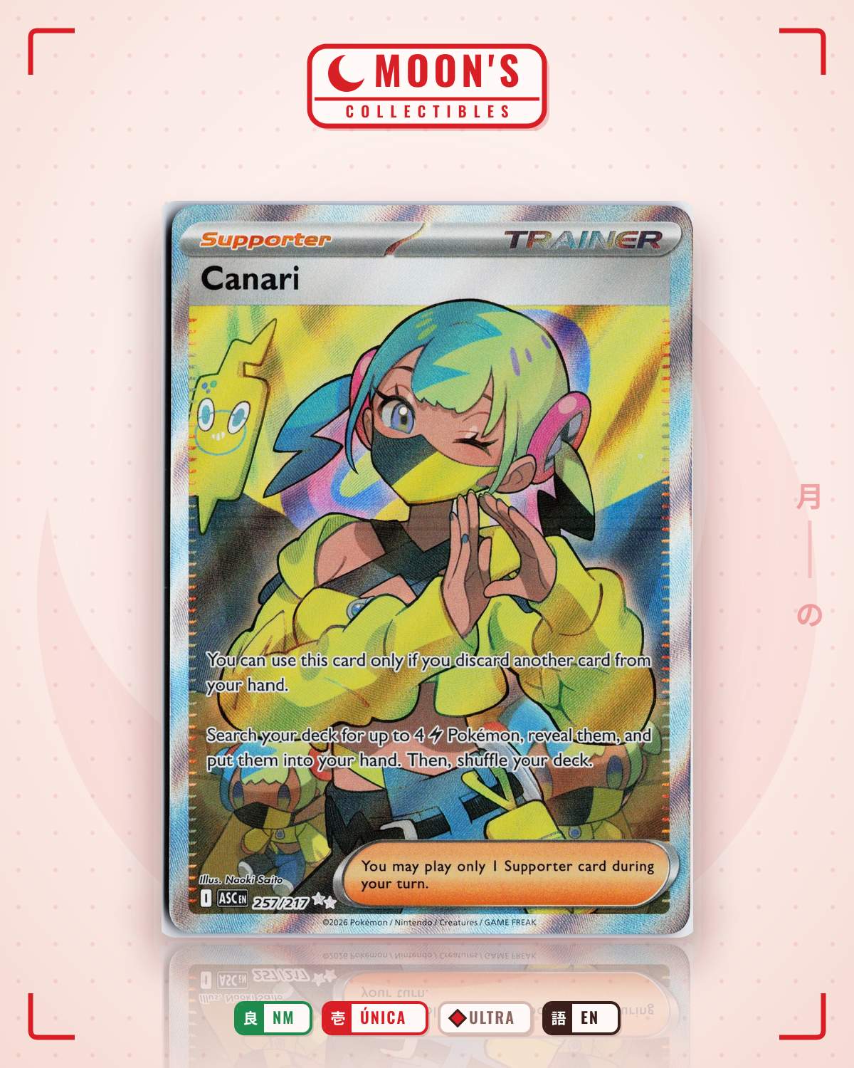 Carta Pokémon Canari · Ascended Heroes #257/217 (NM) — pieza única en Moon's Collectibles México
