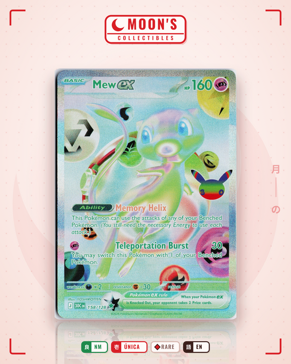 Carta Pokémon Mew ex · 30th Celebration #158/128 (NM) — pieza única en Moon's Collectibles México