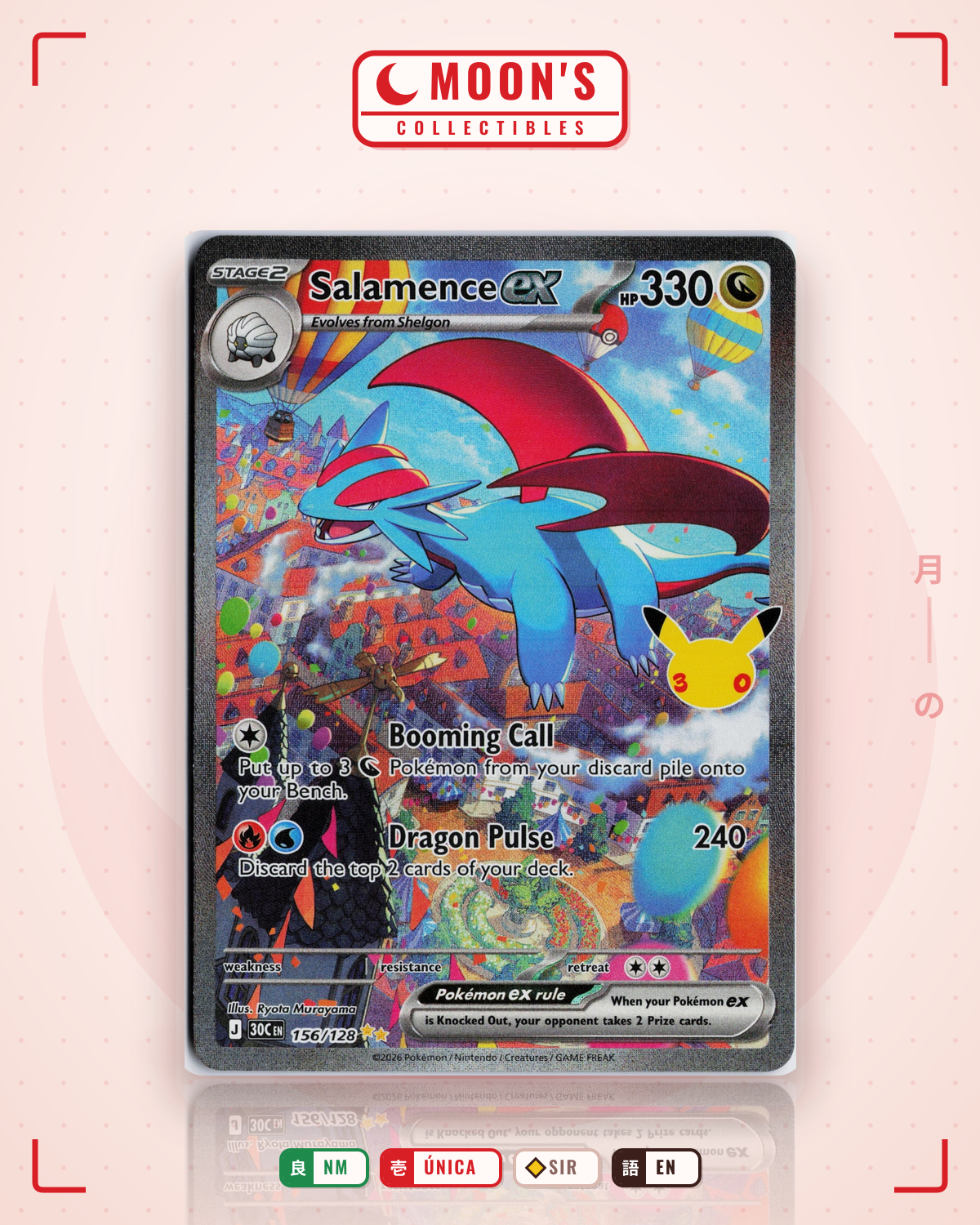 Carta Pokémon Salamence ex · 30th Celebration #156/128 (NM) — pieza única en Moon's Collectibles México