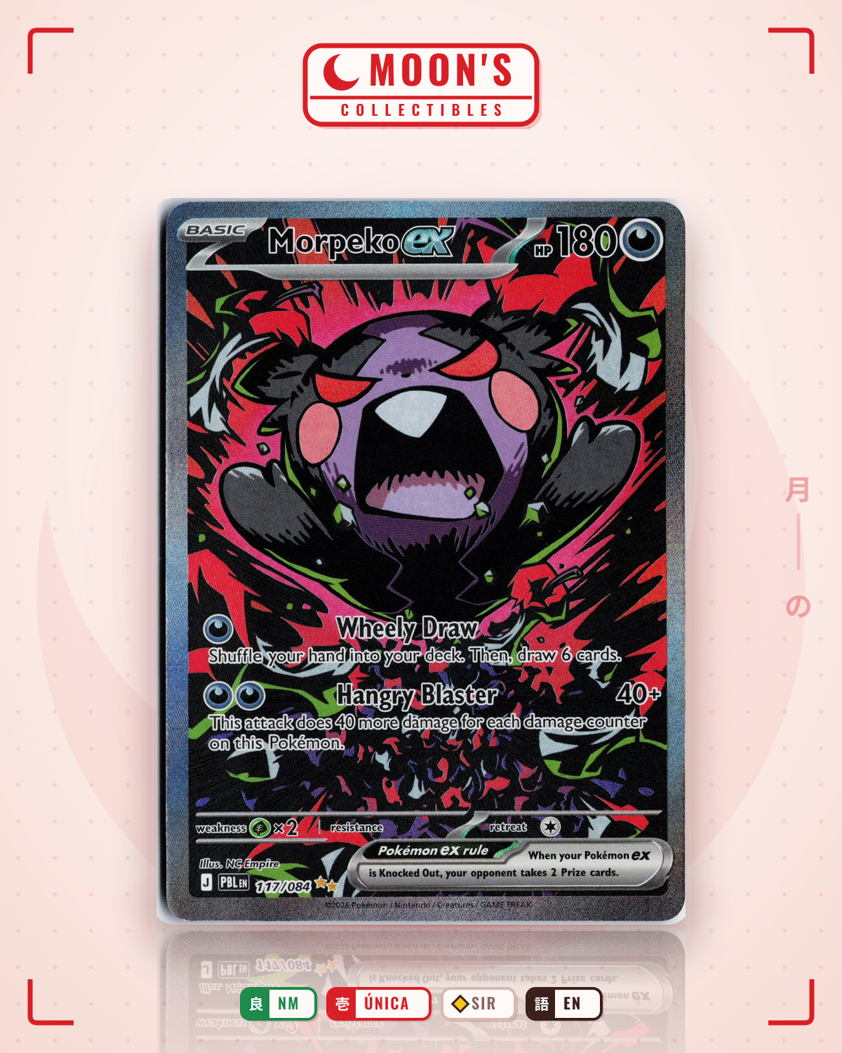 Carta Pokémon Morpeko ex · Pitch Black #117/084 (NM) — pieza única en Moon's Collectibles México