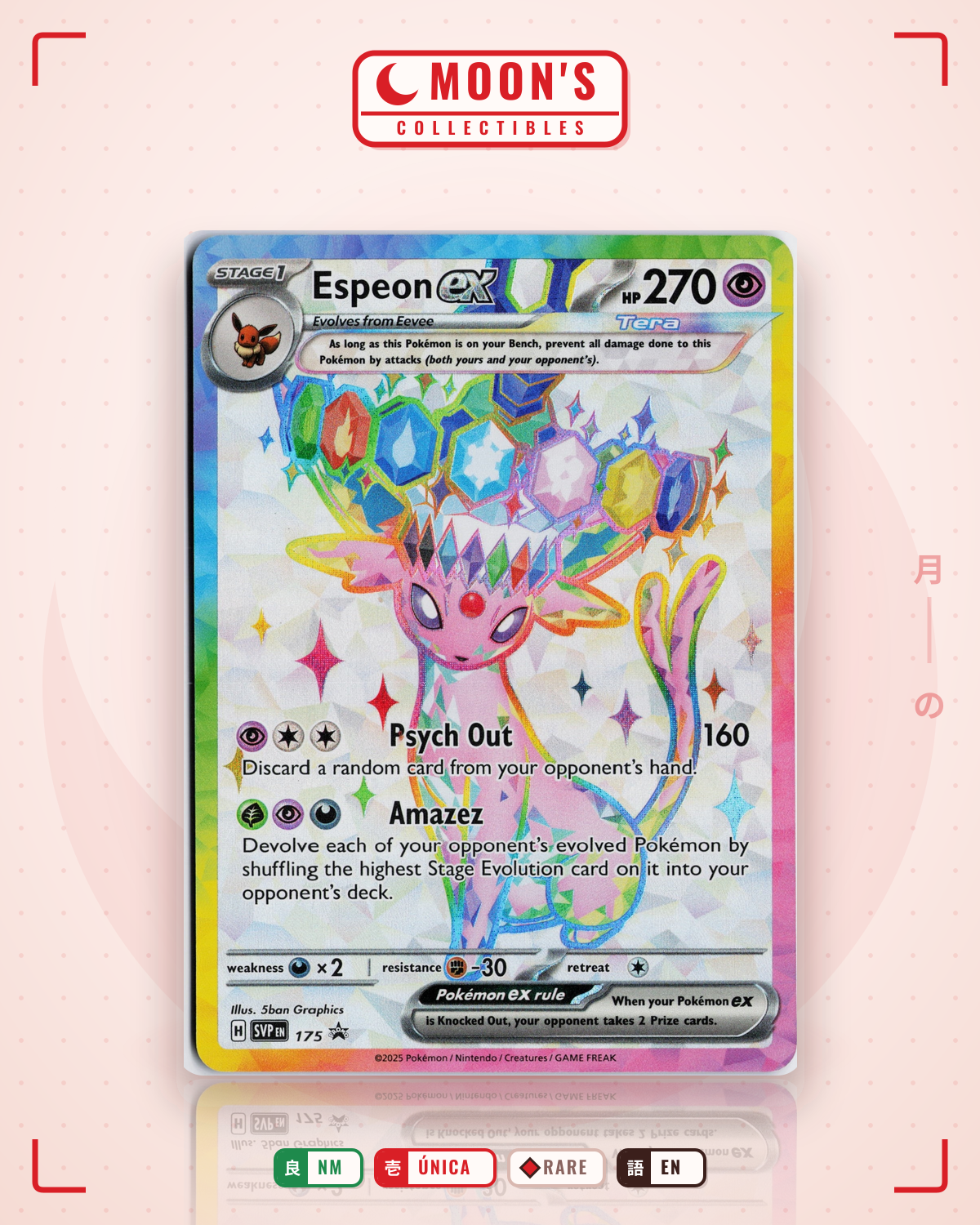 Carta Pokémon Espeon ex · Scarlet & Violet Black Star Promos #175 (NM) — pieza única en Moon's Collectibles México