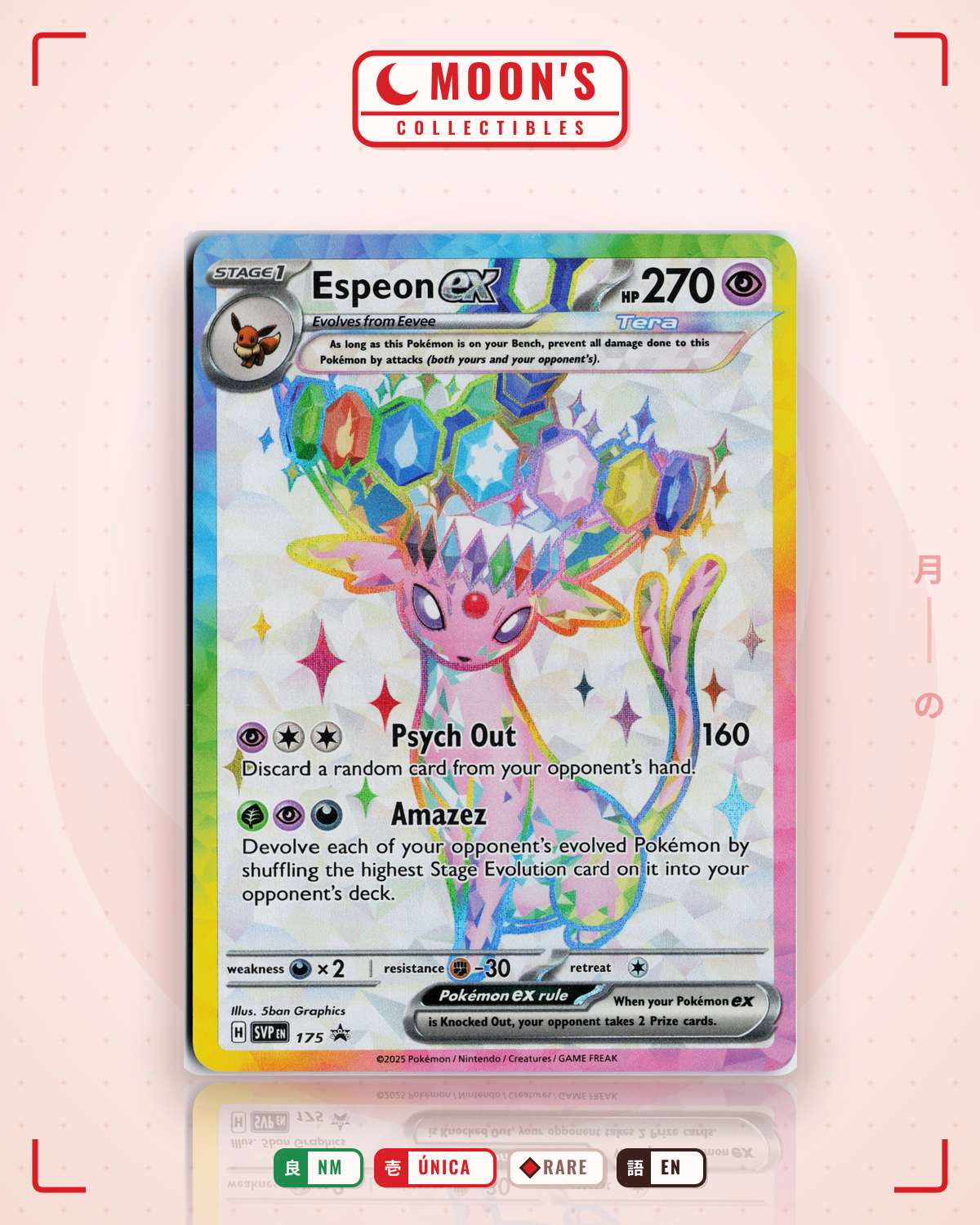 Carta Pokémon Espeon ex · Scarlet & Violet Black Star Promos #175 (NM) — pieza única en Moon's Collectibles México
