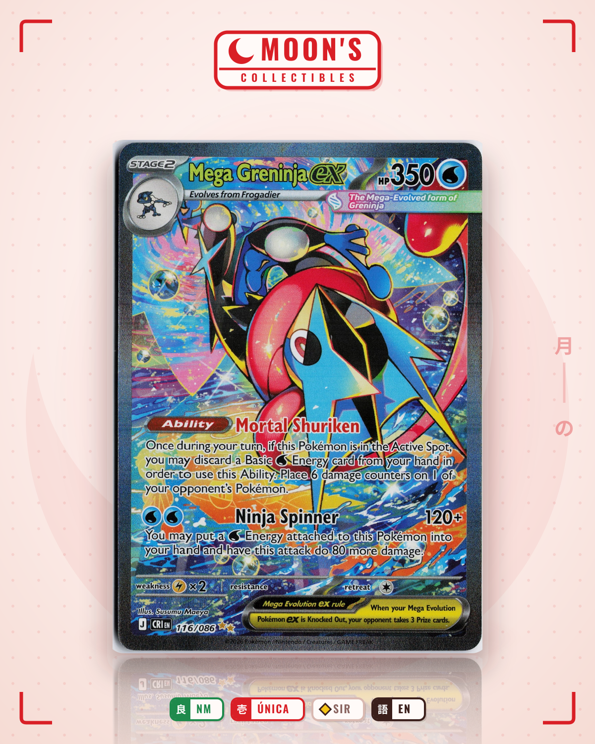 Carta Pokémon Mega Greninja ex · Chaos Rising #116/086 (NM) — pieza única en Moon's Collectibles México