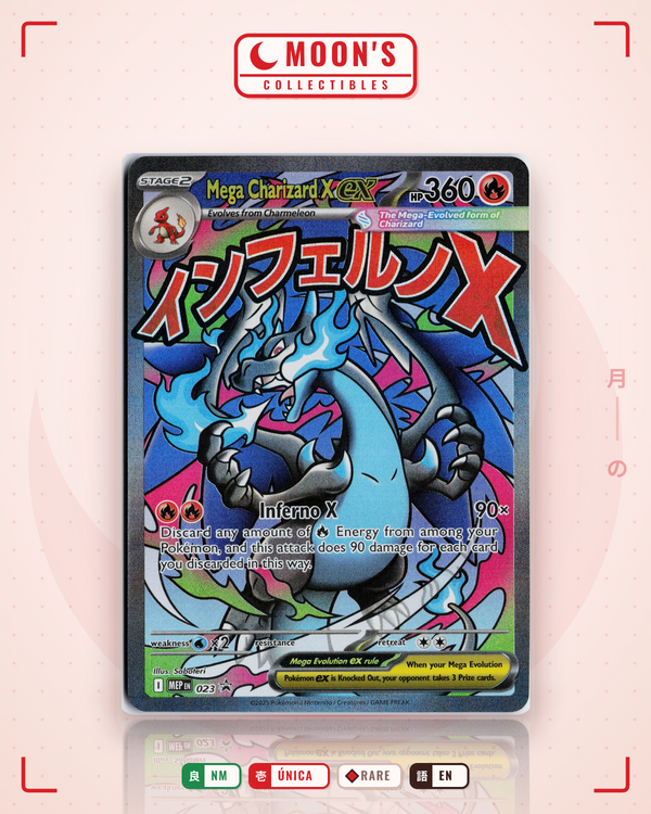 Carta Pokémon Mega Charizard X ex · Mega Evolution Black Star Promos #023 (NM) — pieza única en Moon's Collectibles México