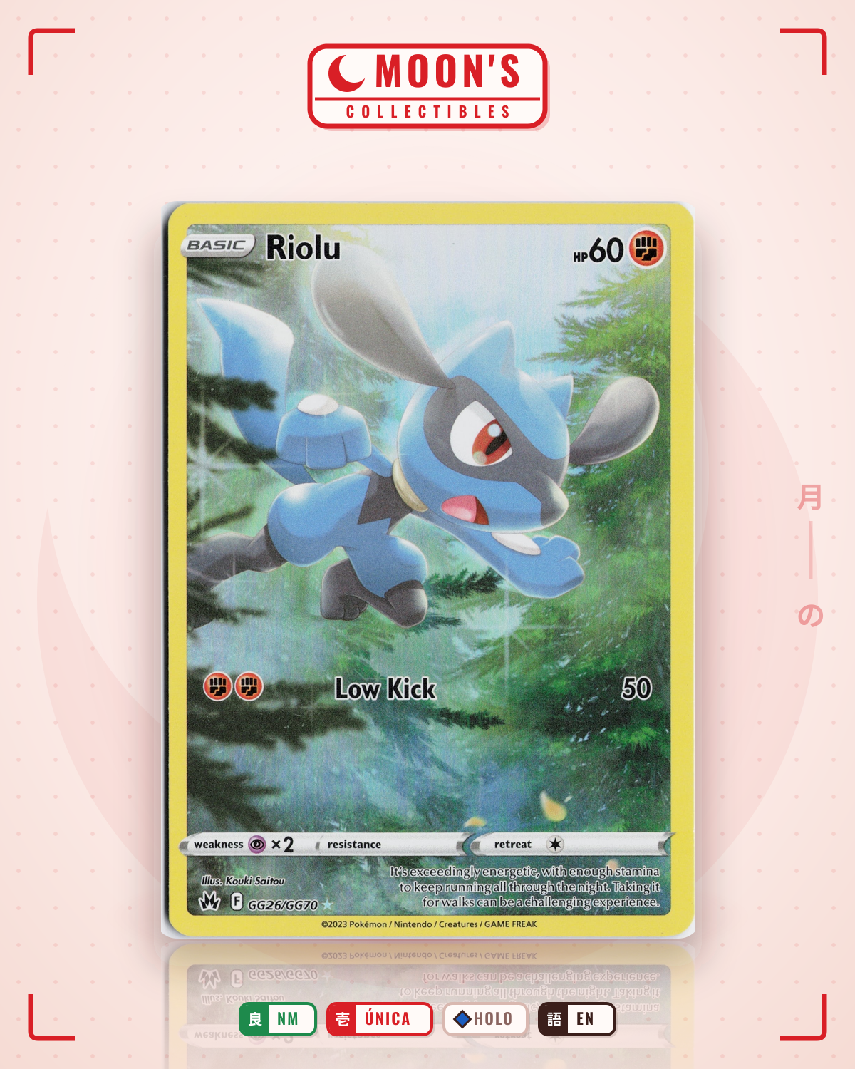 Carta Pokémon Riolu · Crown Zenith Galarian Gallery #GG26/GG70 (NM) — pieza única en Moon's Collectibles México