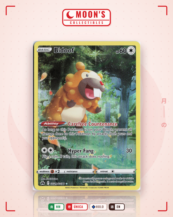 Carta Pokémon Bidoof · Crown Zenith Galarian Gallery #GG29/GG70 (NM) — pieza única en Moon's Collectibles México