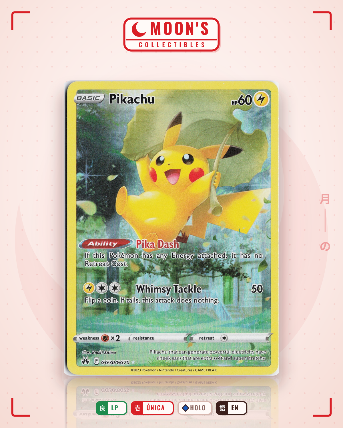 Carta Pokémon Pikachu · Crown Zenith Galarian Gallery #GG30/GG70 (LP) — pieza única en Moon's Collectibles México