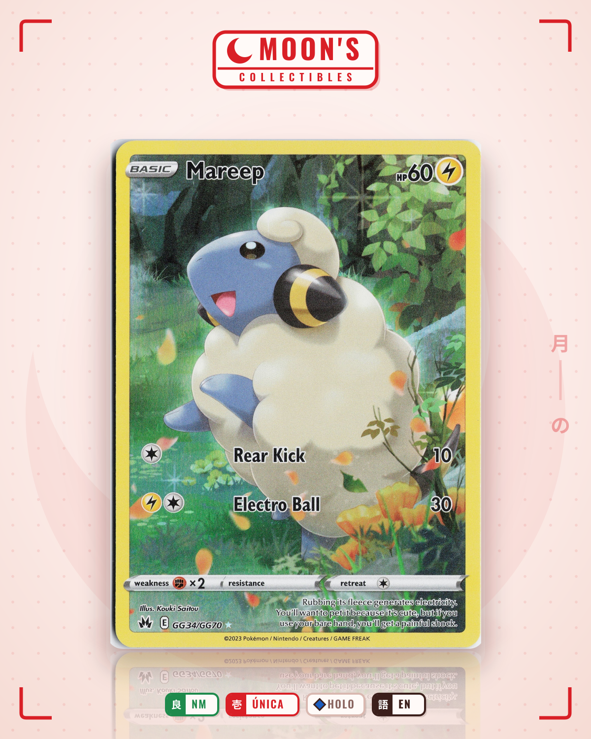 Carta Pokémon Mareep · Crown Zenith Galarian Gallery #GG34/GG70 (NM) — pieza única en Moon's Collectibles México