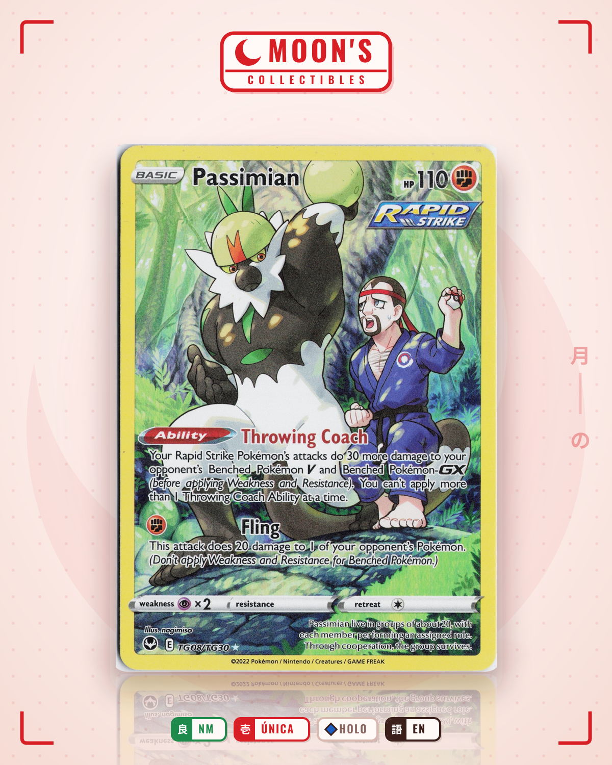 Carta Pokémon Passimian · Silver Tempest Trainer Gallery #TG08/TG30 (NM) — pieza única en Moon's Collectibles México
