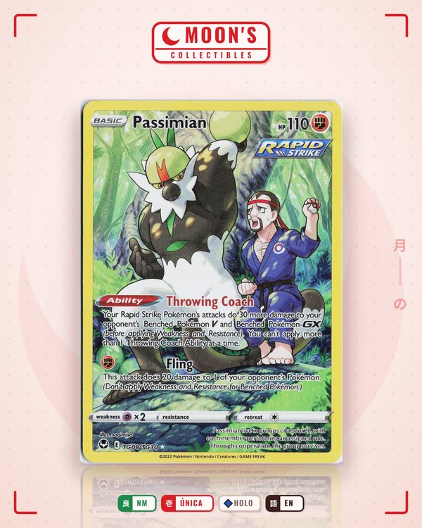 Carta Pokémon Passimian · Silver Tempest Trainer Gallery #TG08/TG30 (NM) — pieza única en Moon's Collectibles México