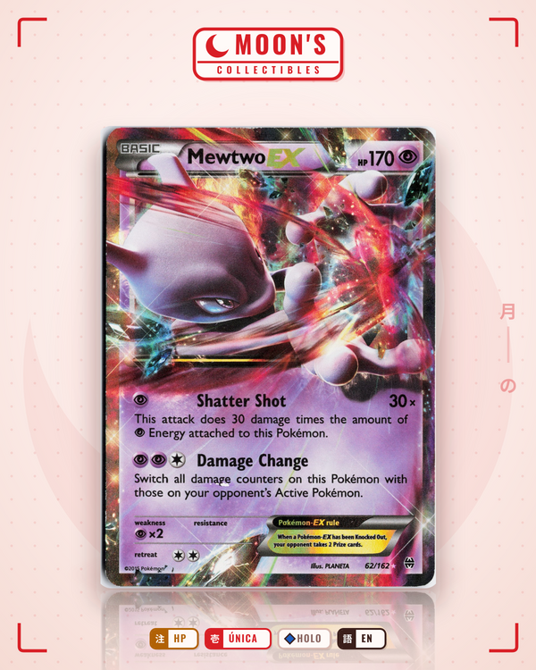 Carta Pokémon Mewtwo-EX · BREAKthrough #62/162 (HP) — pieza única en Moon's Collectibles México