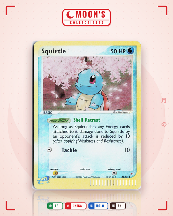 Carta Pokémon Squirtle · Team Magma vs Team Aqua #46/95 (LP) — pieza única en Moon's Collectibles México