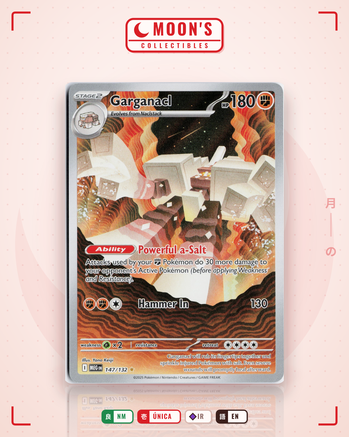 Carta Pokémon Garganacl · Mega Evolution #147/132 (NM) — pieza única en Moon's Collectibles México