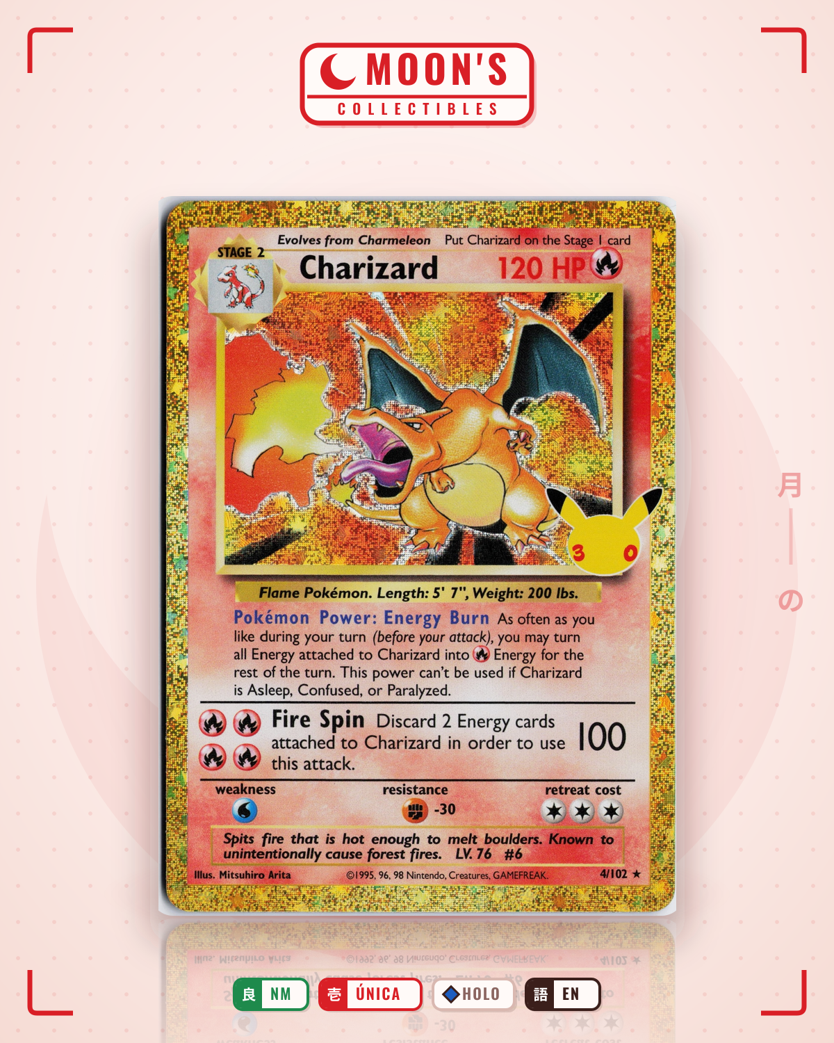 Carta Pokémon Charizard · Legendary Collection #3/110 (NM) — pieza única en Moon's Collectibles México