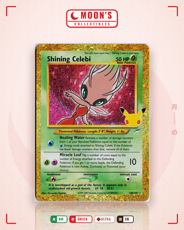 Carta Pokémon Shining Celebi · 30th Celebration: Classic Collection #106/105 (NM) — pieza única en Moon's Collectibles México