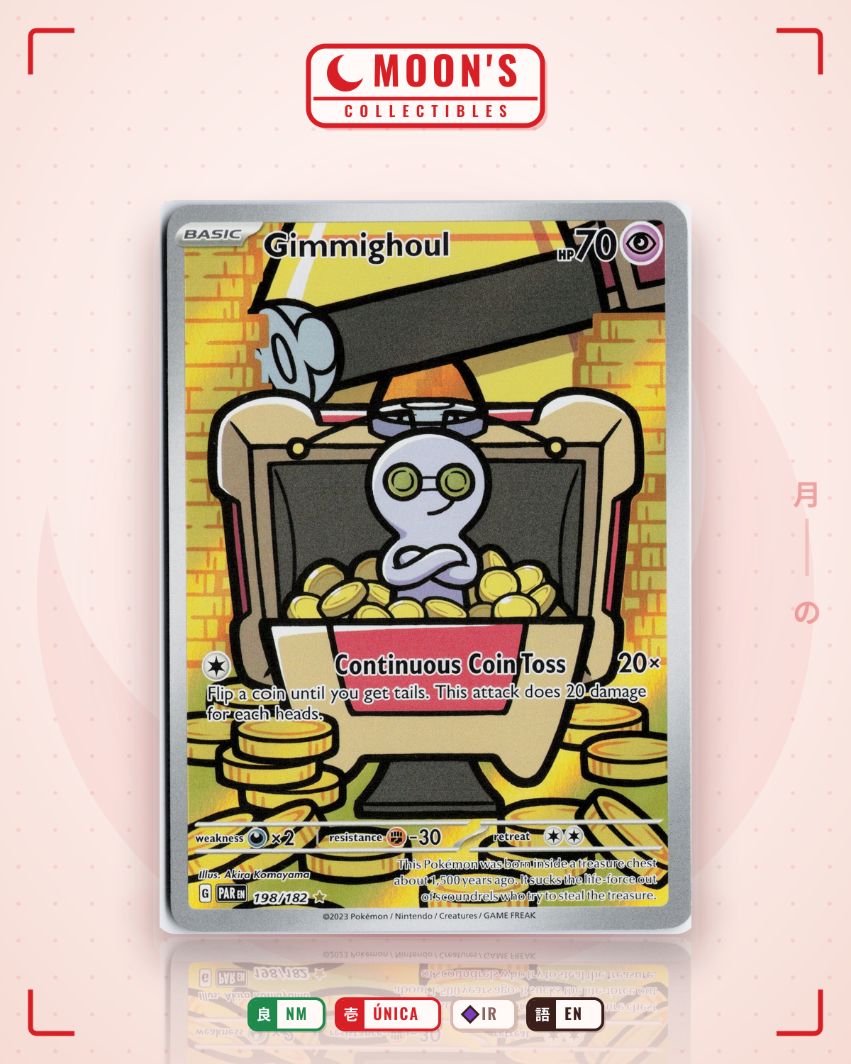 Carta Pokémon Gimmighoul · Paradox Rift #198/182 (NM) — pieza única en Moon's Collectibles México