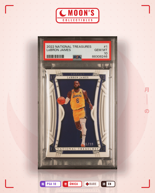 Carta Pokémon LeBron James National Treasures PSA 10 Jersey Number · 2022 National Treasures #06/99 (PSA 10) — pieza única en Moon's Collectibles México