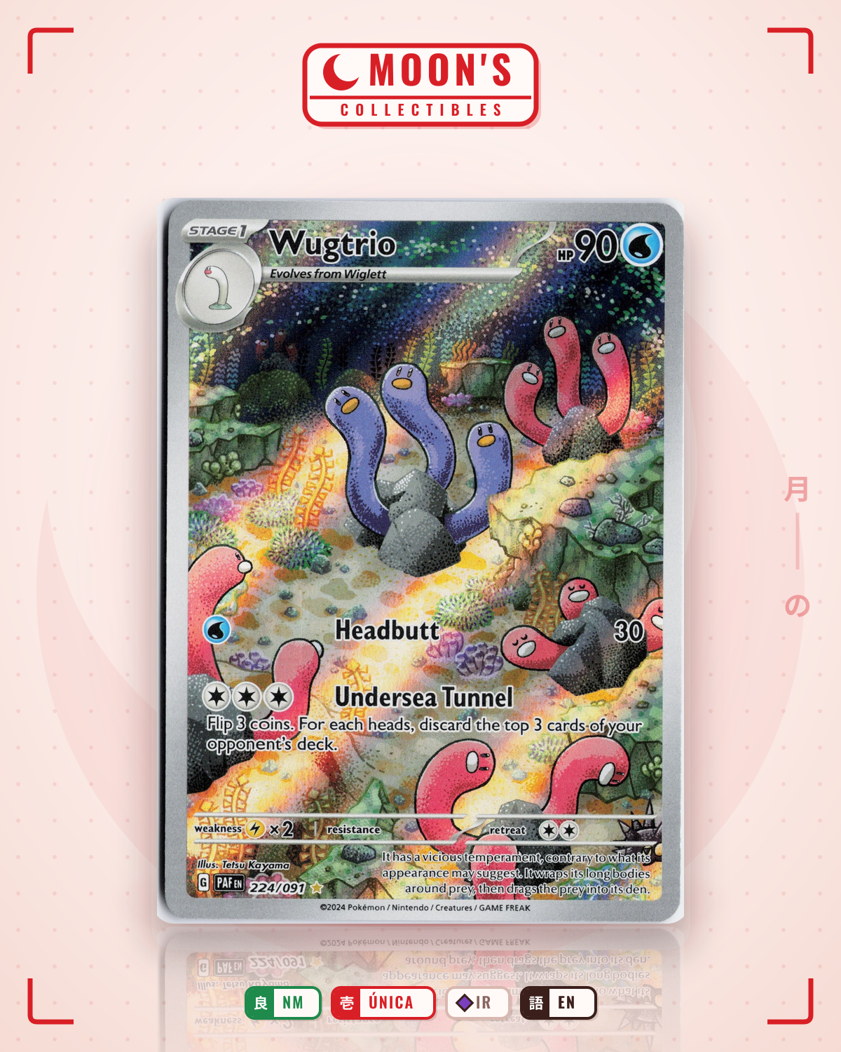 Carta Pokémon Wugtrio · Paldean Fates #224/091 (NM) — pieza única en Moon's Collectibles México