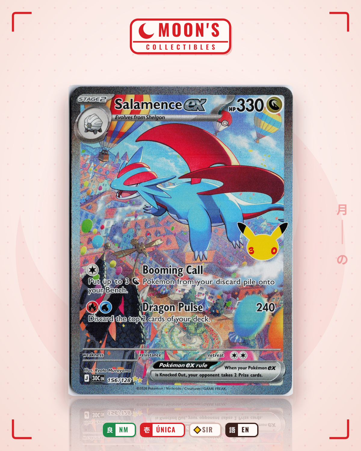 Carta Pokémon Salamence ex · 30th Celebration #156/128 (NM) — pieza única en Moon's Collectibles México