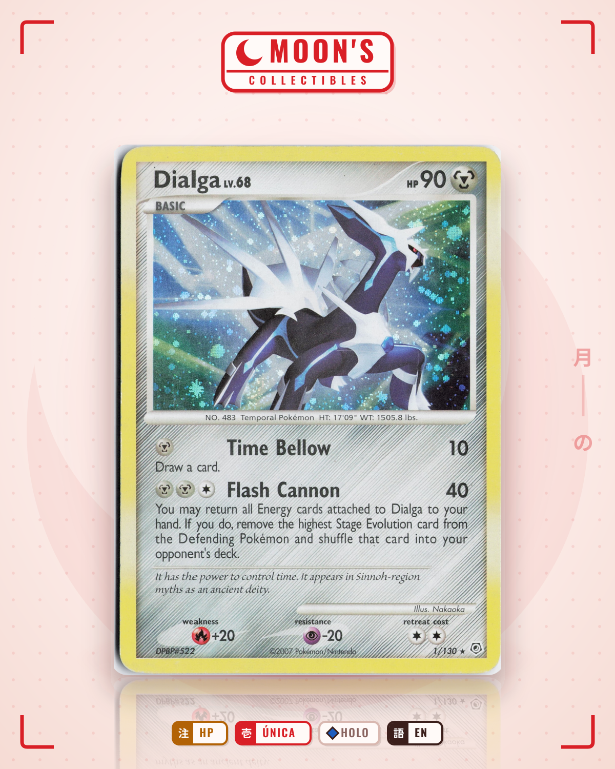Carta Pokémon Dialga · Diamond & Pearl #1/130 (HP) — pieza única en Moon's Collectibles México