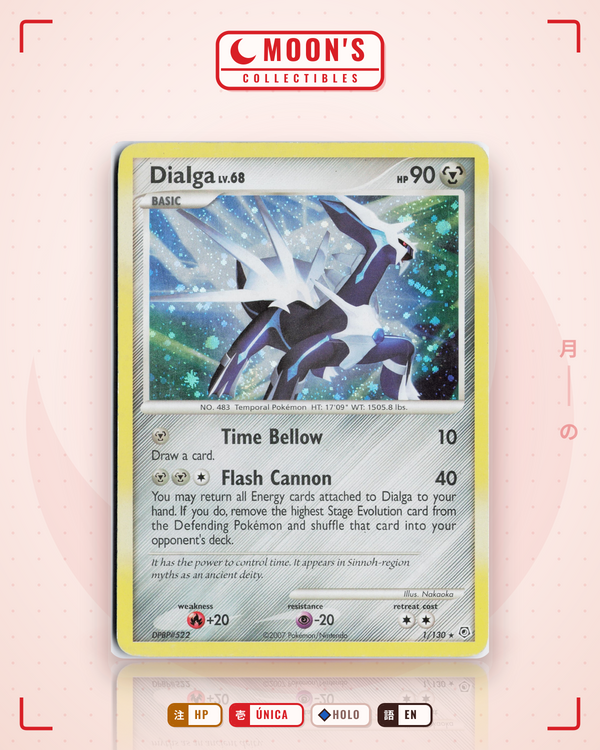 Carta Pokémon Dialga · Diamond & Pearl #1/130 (HP) — pieza única en Moon's Collectibles México