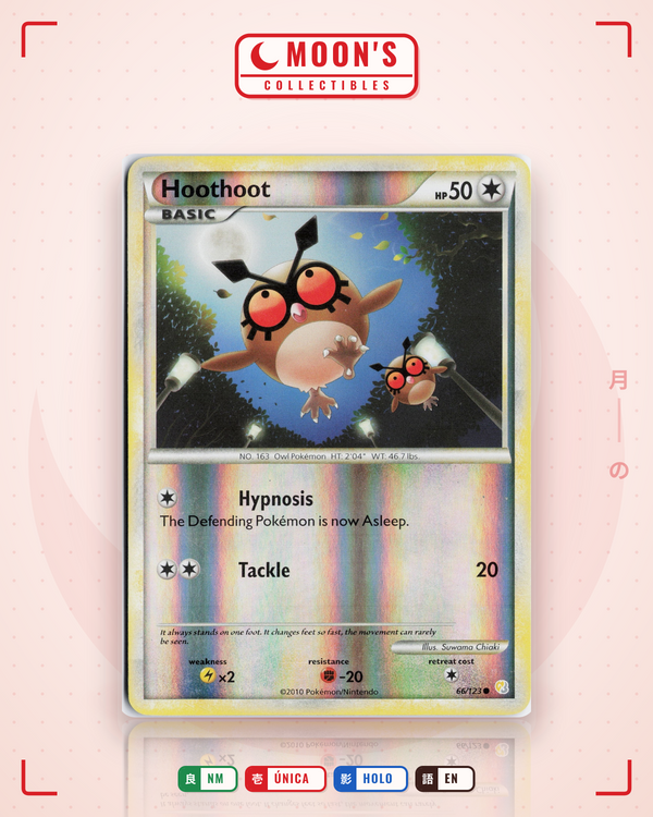 Carta Pokémon Hoothoot · HeartGold & SoulSilver #66/123 (NM) — pieza única en Moon's Collectibles México