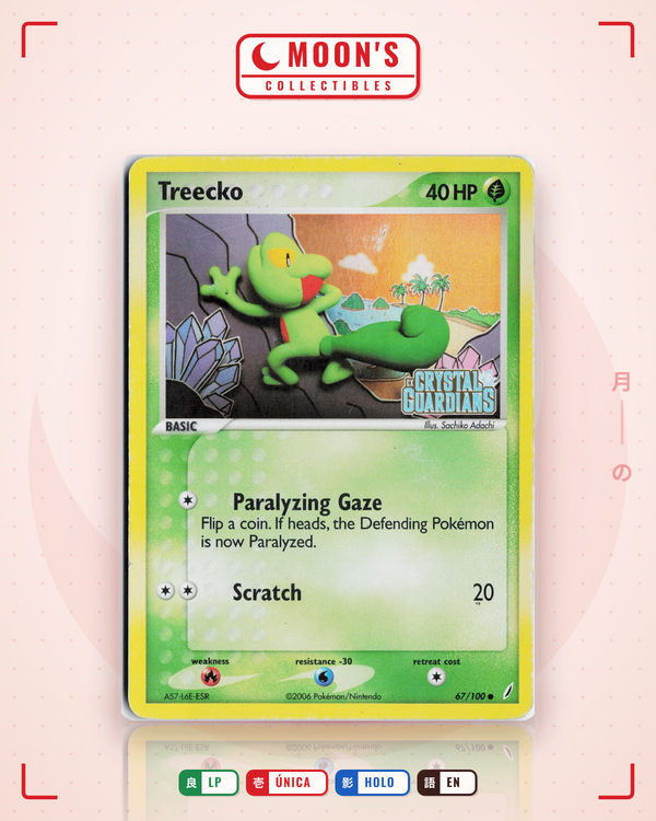 Carta Pokémon Treecko · Crystal Guardians #67/100 (LP) — pieza única en Moon's Collectibles México