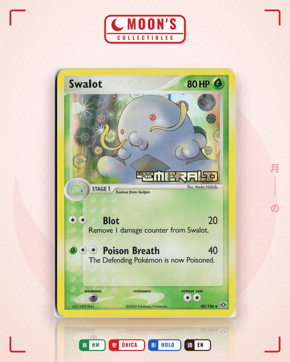 Carta Pokémon Swalot · Emerald #40/106 (NM) — pieza única en Moon's Collectibles México