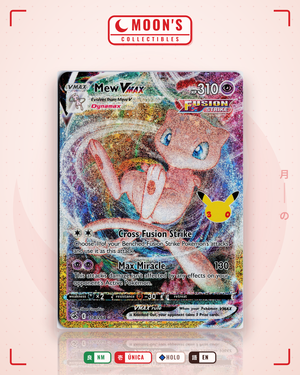 Carta Pokémon Mew VMAX · 30th Celebration: Classic Collection #114/264 (NM) — pieza única en Moon's Collectibles México