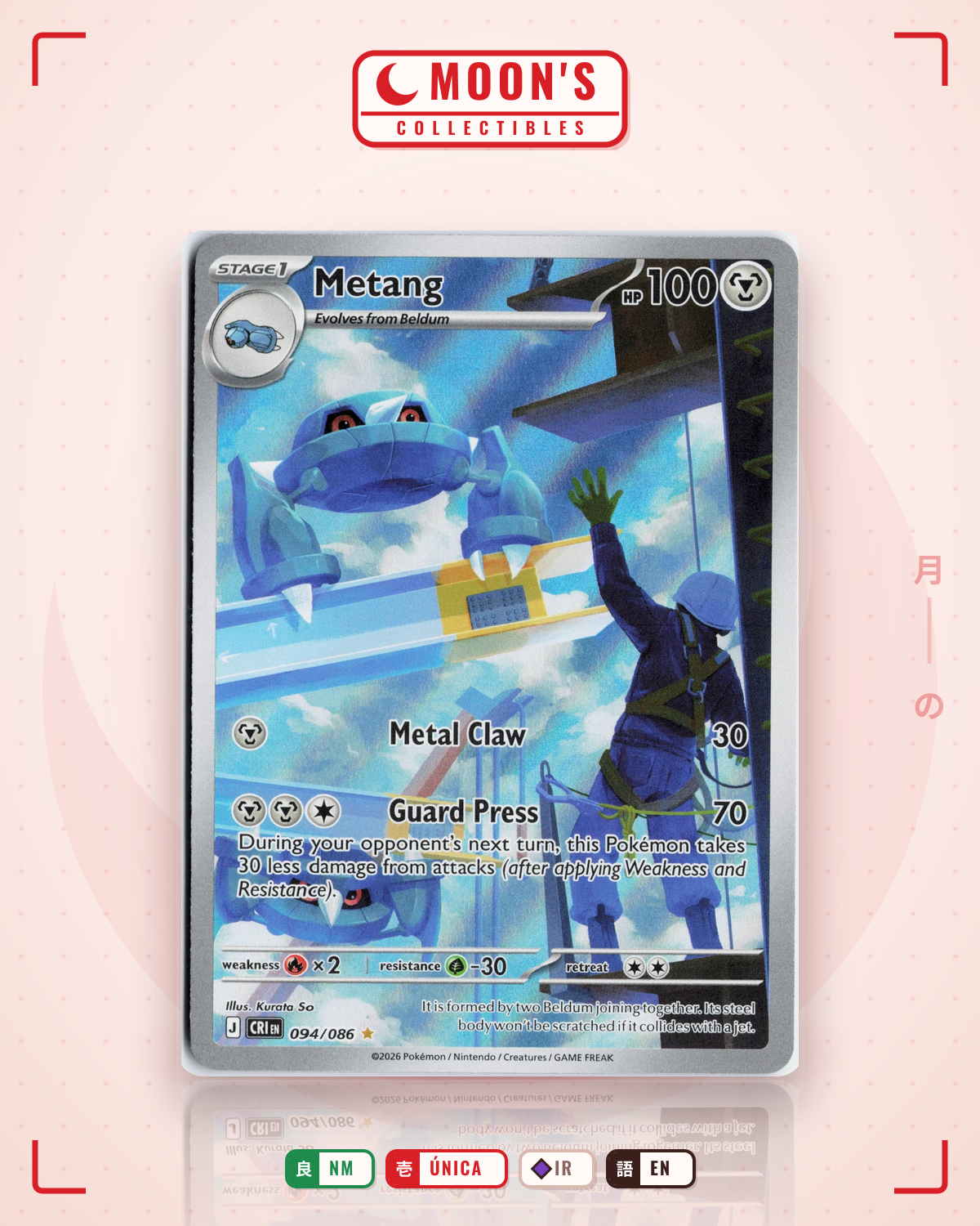 Carta Pokémon Metang · Chaos Rising #094/086 (NM) — pieza única en Moon's Collectibles México