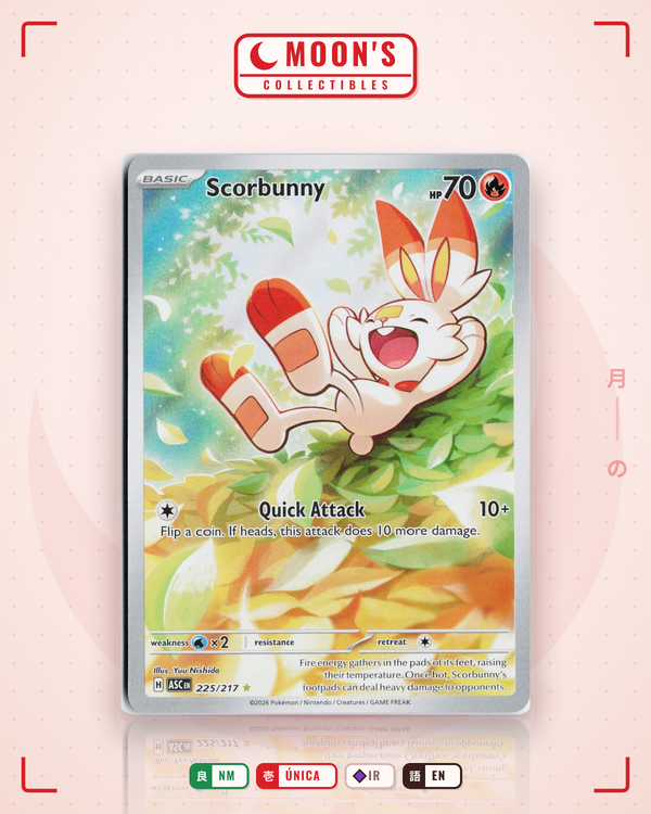 Carta Pokémon Scorbunny · Ascended Heroes #225/217 (NM) — pieza única en Moon's Collectibles México