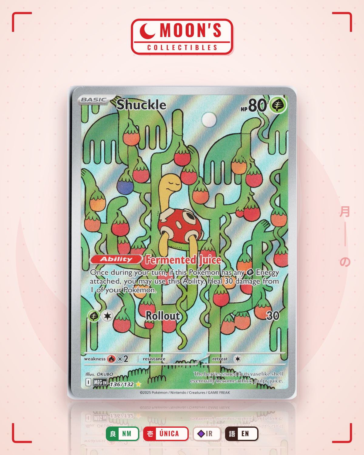 Carta Pokémon Shuckle · Mega Evolution #136/132 (NM) — pieza única en Moon's Collectibles México
