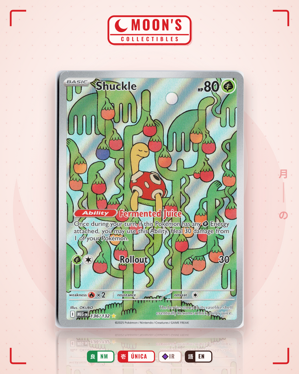 Carta Pokémon Shuckle · Mega Evolution #136/132 (NM) — pieza única en Moon's Collectibles México